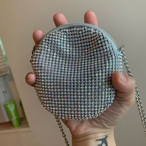 Mini rhinestone circle crossbody bag